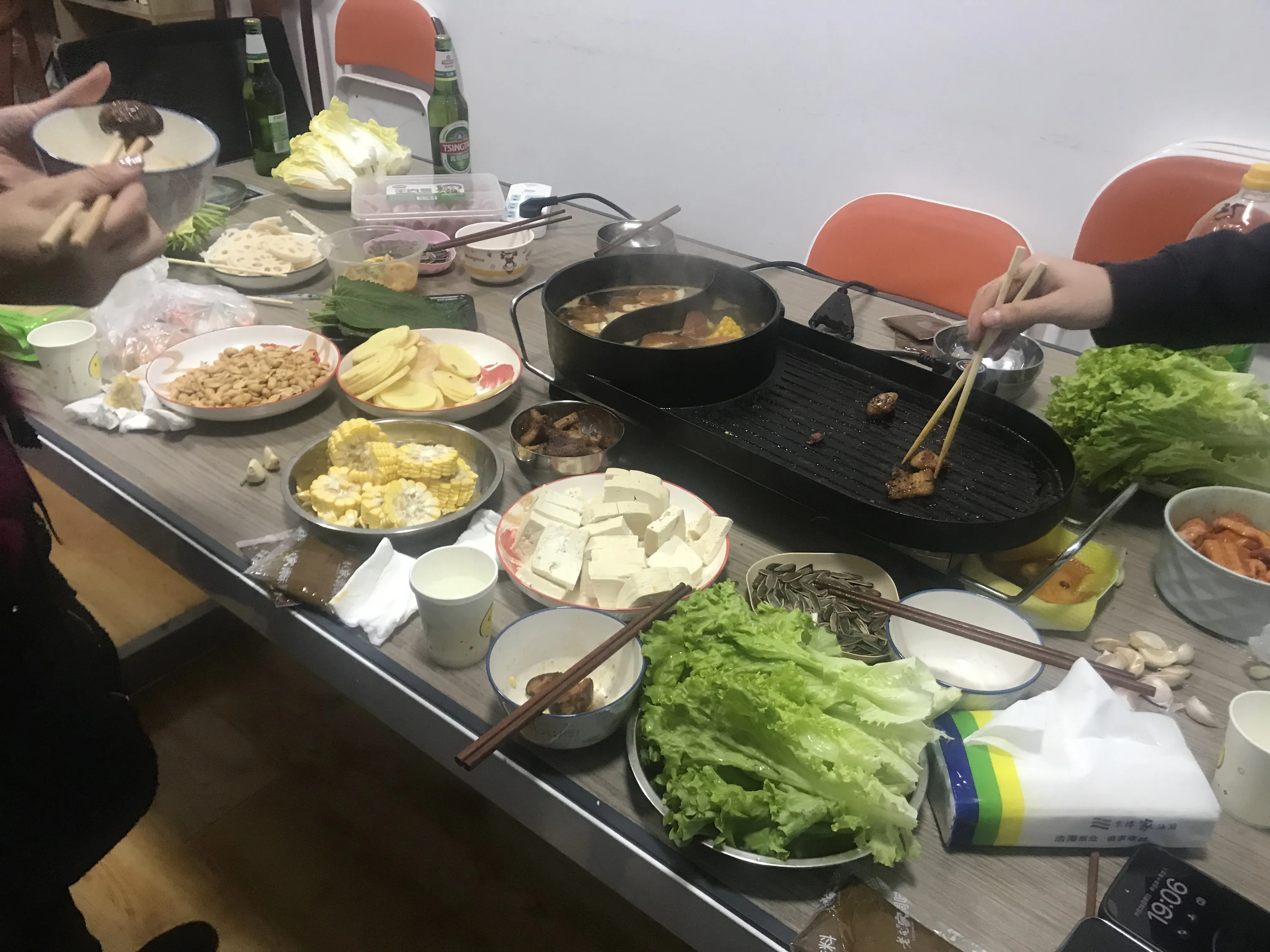 Teambijeenkomst voor het diner